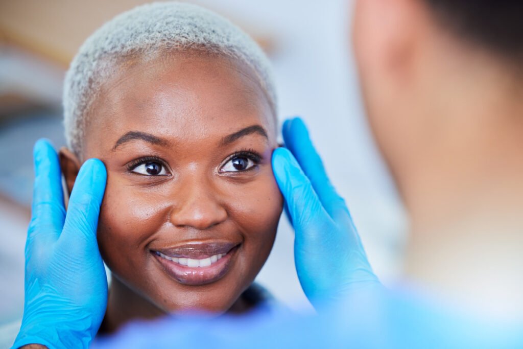 Woman at a consultation with a trusted cosmetic surgeon